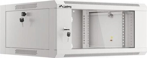 Kabinet rrjeti Lanberg 19", 4U, derë xhami, gri