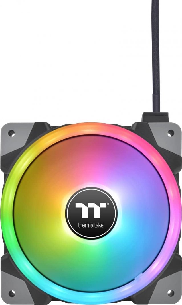 Ventilatorë PC Thermaltake SWAFAN 12 RGB, set 3 copë me hub, 120mm, të zinj