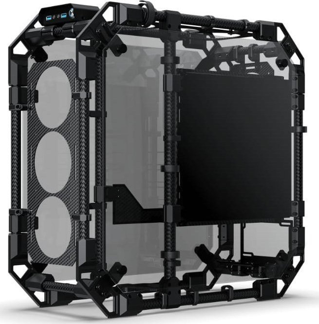 Kase PC Alphacool Apex Skeleton, ATX, strukturë e hapur, karbon e zezë