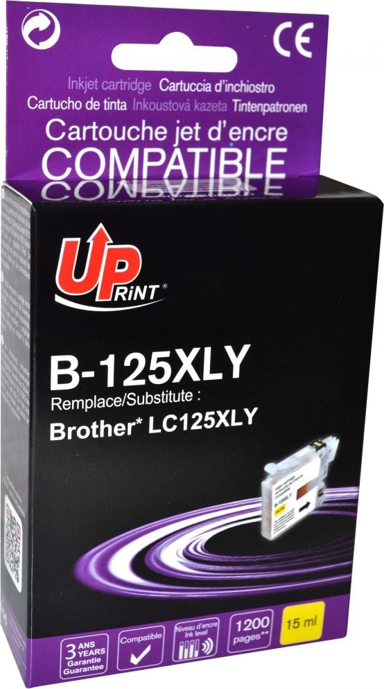 Bojë printeri UPrint LC-125XLY, e verdhë, 15ml, 1200 faqe