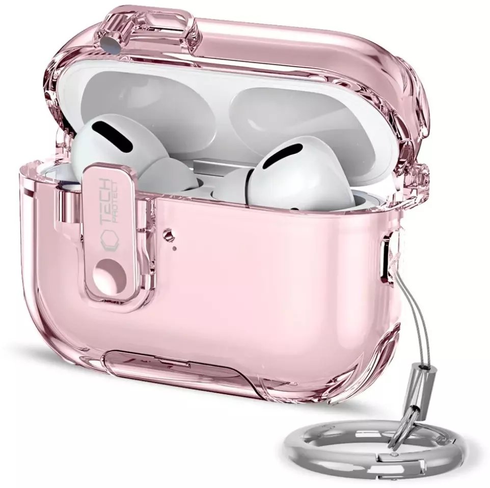 Mbështjellës Tech-Protect Bounce Pro për AirPods Pro 3, silikon, me karabiner, rozë