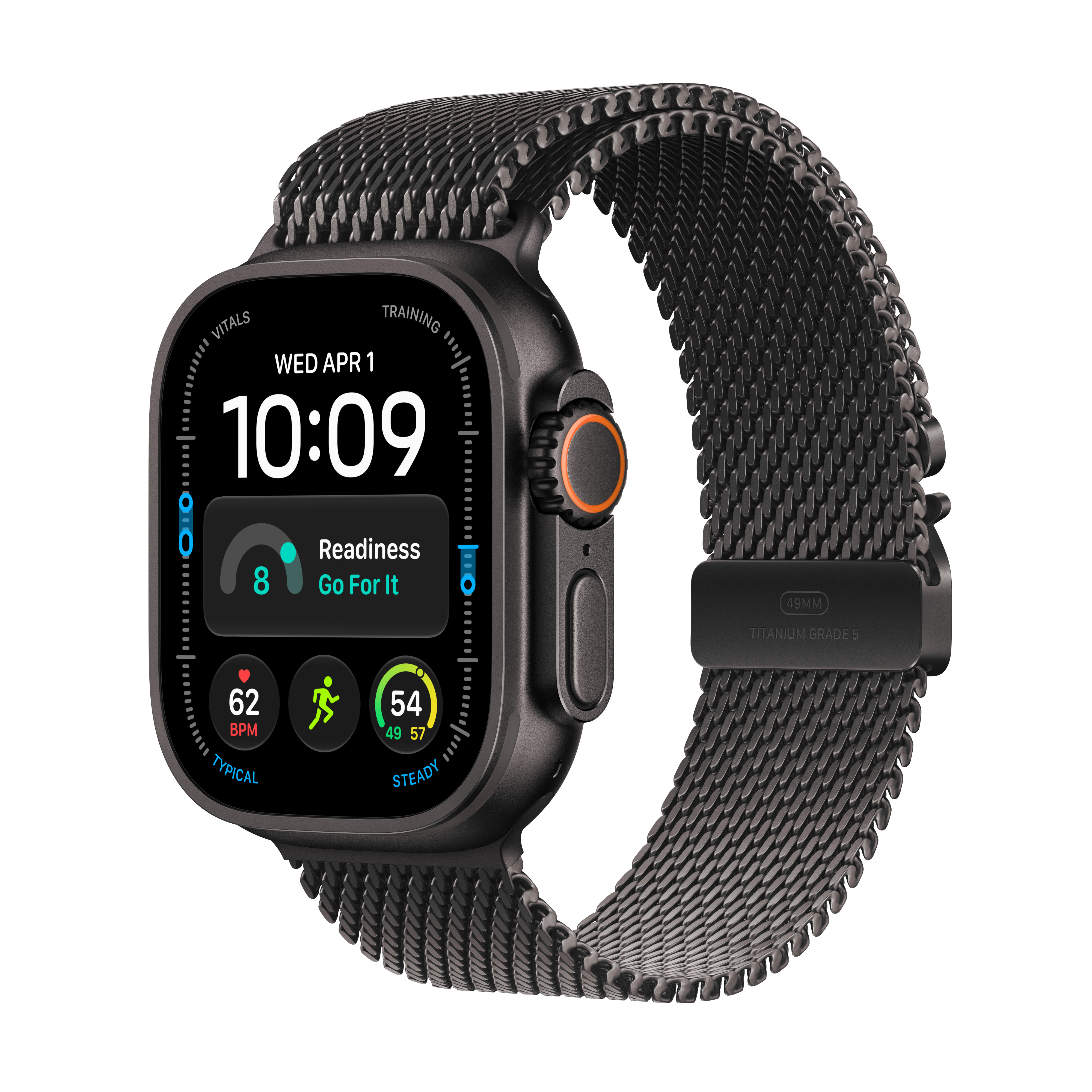 Apple Watch Ultra 4 Cellular 49mm Black Titanium Case with Black Titanium Milanese Loop, M