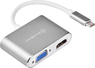 Адаптер USB C во HDMI VGA SilverStone SST-EP16C, USB 3.1, 4K, сребрен