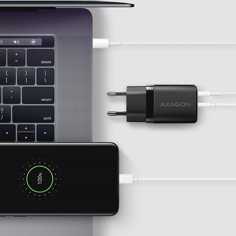 Karikues rrjeti Axagon ACU-PQ20, 20W, USB-A dhe USB-C, i zi