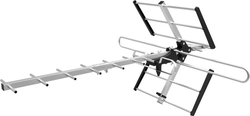 Antena e jashtme TV Cabletech, DVB-T DVB-T2, me amplifier dhe filtër LTE, gri