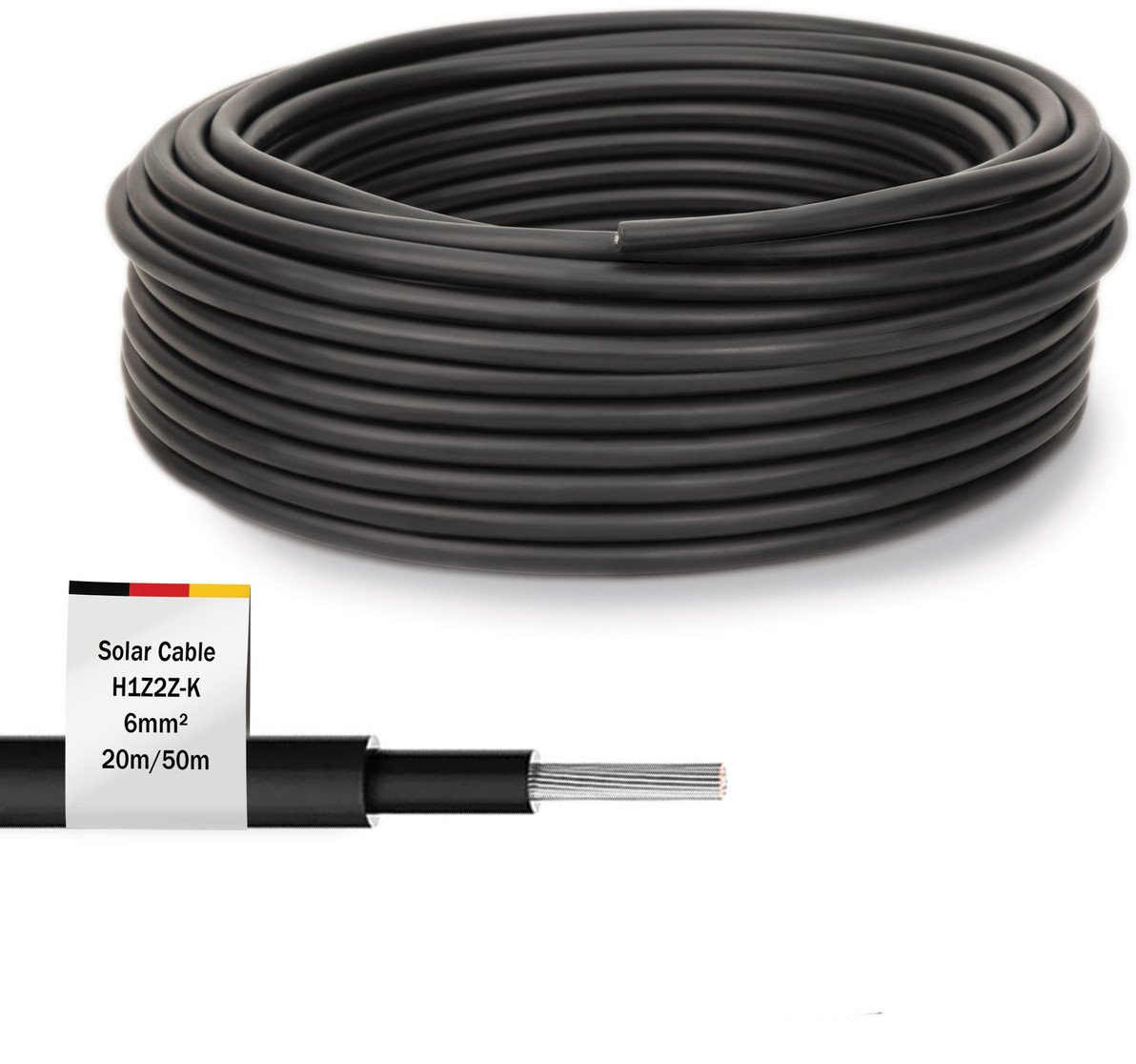 Kabllo solare Digitus PV, 20m, 6mm², 1500V DC, e zezë