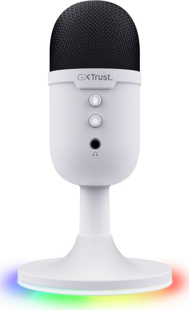 Микрофон за маса Trust GXT 234P Yunix, USB, RGB, бел