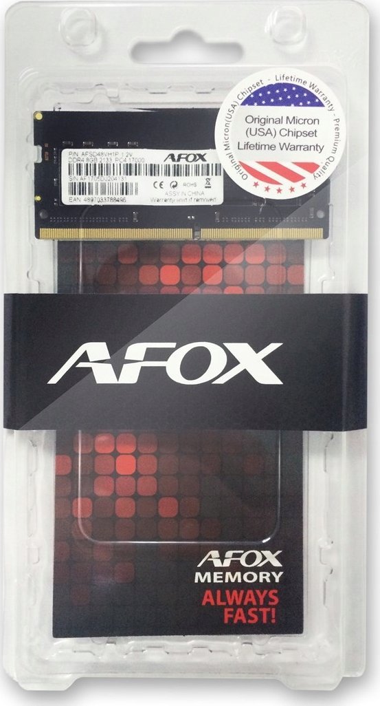 Memorie RAM laptopi AFOX SO DIMM DDR4, 8GB, 3200MHz, e zezë