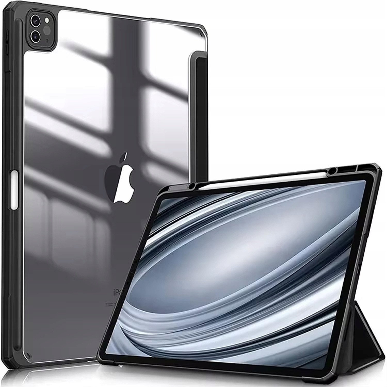 Mbulesë mbrojtëse për tablet Hard Crystal për Apple iPad Pro 11 Gen 5 2024, 11", me kapak flip, e zezë