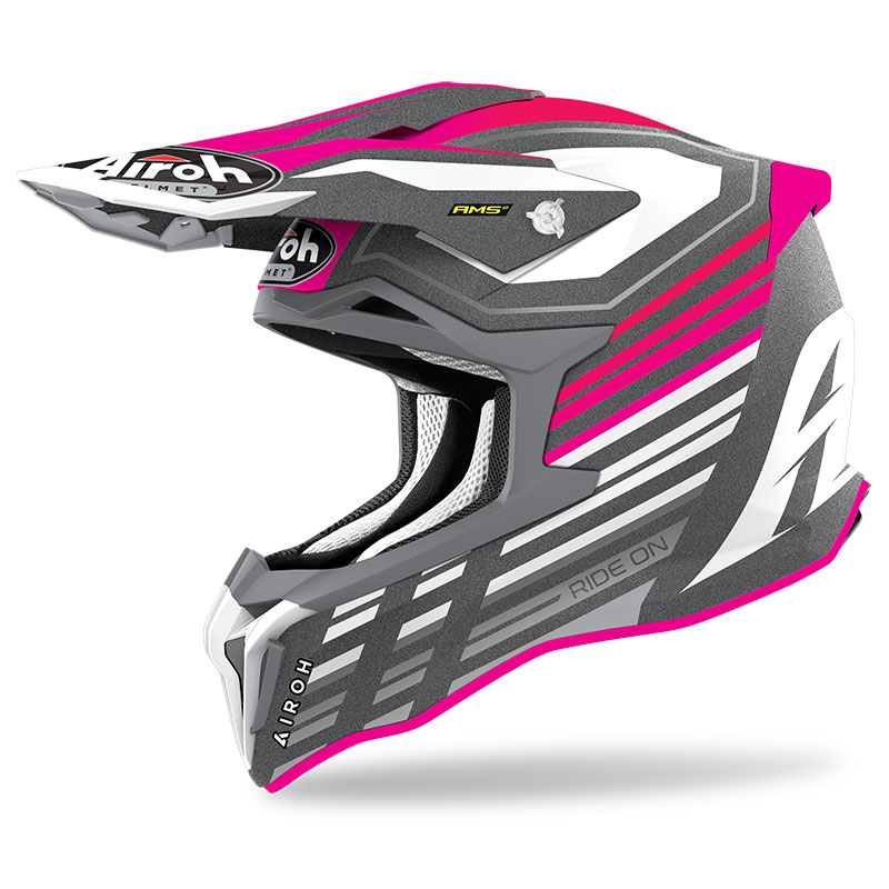Helmetë motocross Airoh Strycker Shaded Carbon, madhësia XL, rozë