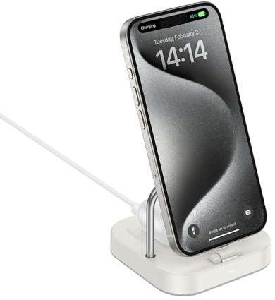 Karikues wireless HOCO CQ16B 2 në 1, 15W, magnetik, i bardhë