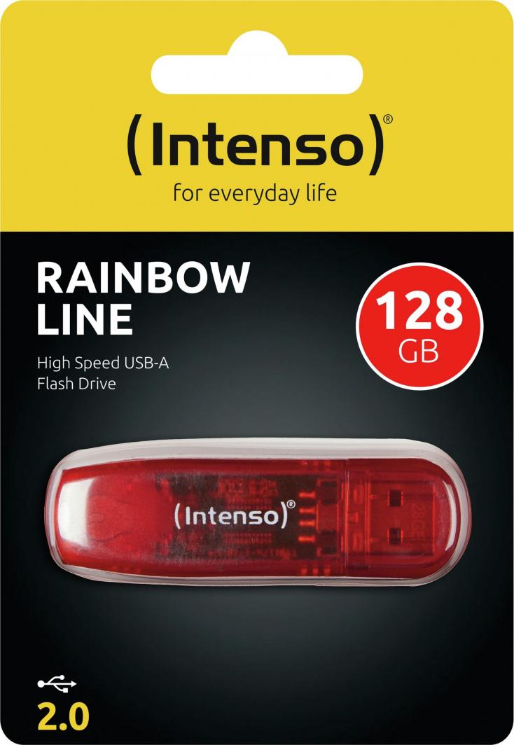 USB Intenso Rainbow Line, 128GB, USB 2.0, e kuqe
