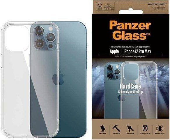 Mbështjellëse PanzerGlass ClearCase për iPhone 12 Pro Max, xham i temperuar antibakterial, mbrojtje ushtarake, transparente