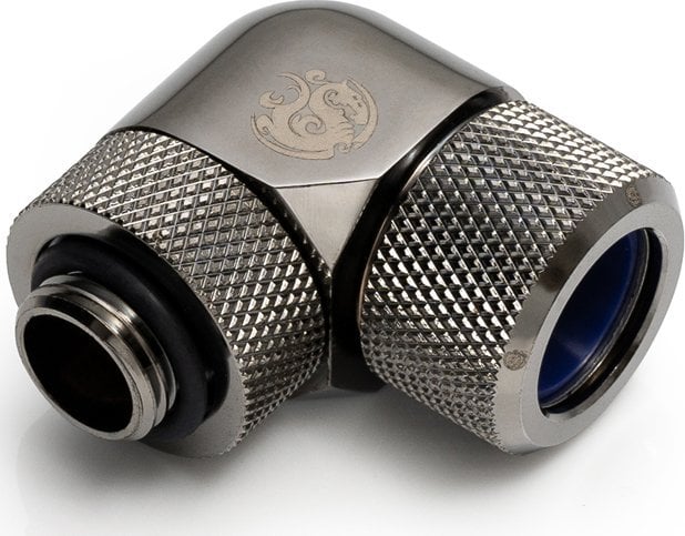 Lidhës Bitspower Advanced Multi-Link 90°, G1/4", për tuba 14 mm, i argjendtë