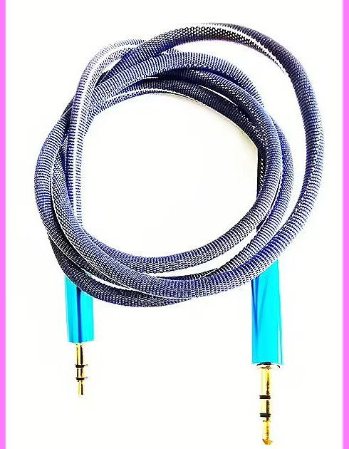 Kabllo AUX Mocco Textile Premium, 3.5mm në 3.5mm, 1m, blu