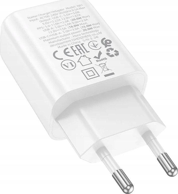 Karikues muri Hoco N61, 20W, PD QC 3.0, i bardhë