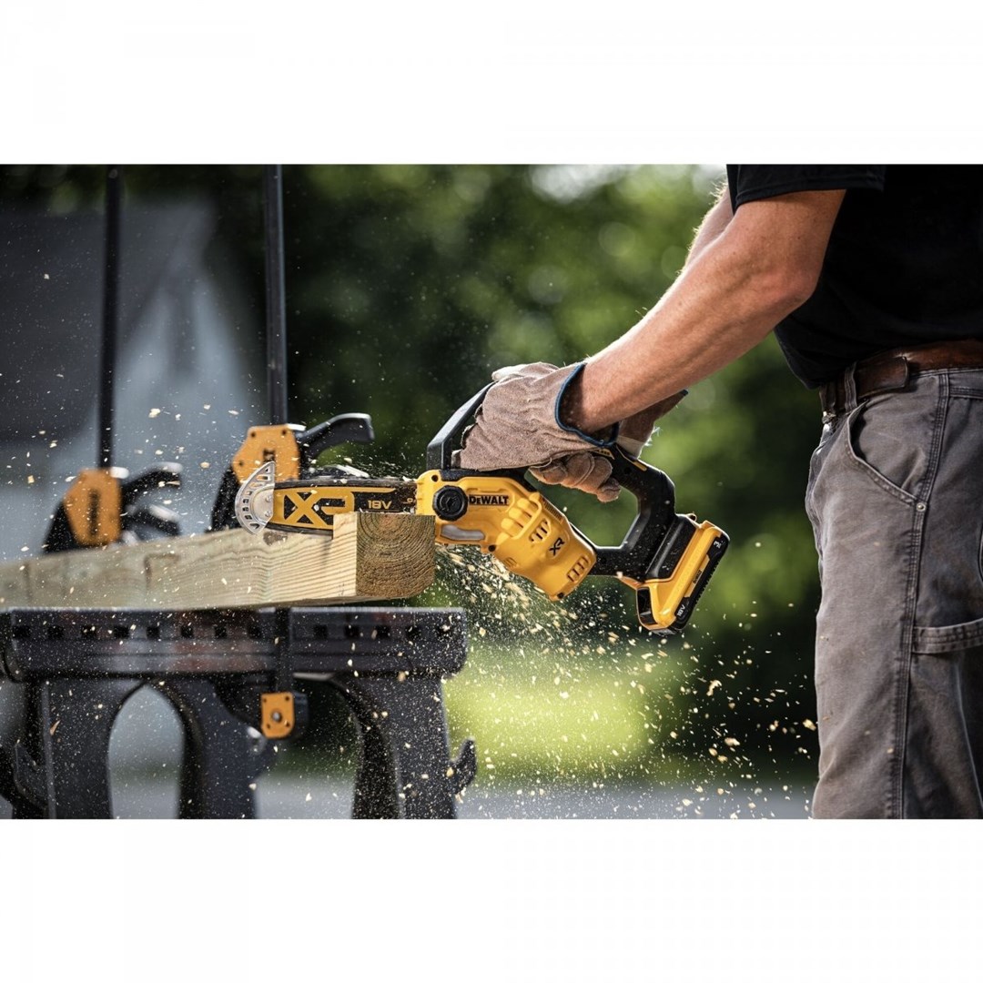 Sharrë zinxhiri krasitëse DeWalt DCMPS520, 18V XR, 200mm, e verdhë