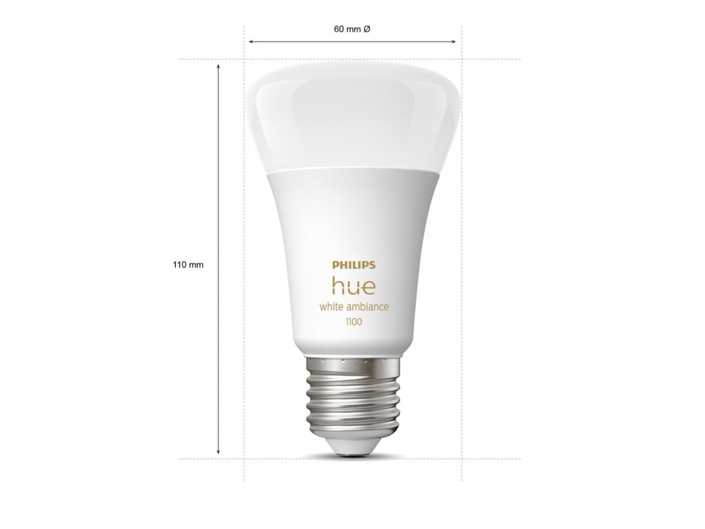 Llamba inteligjente Philips Hue E27, 8W LED, Bluetooth, set 2 copë, dritë e bardhë e rregullueshme