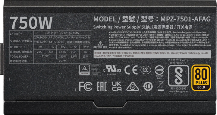 Burim energjie Cooler Master V750 MPZ-7501-AFAG-BEU , 750W