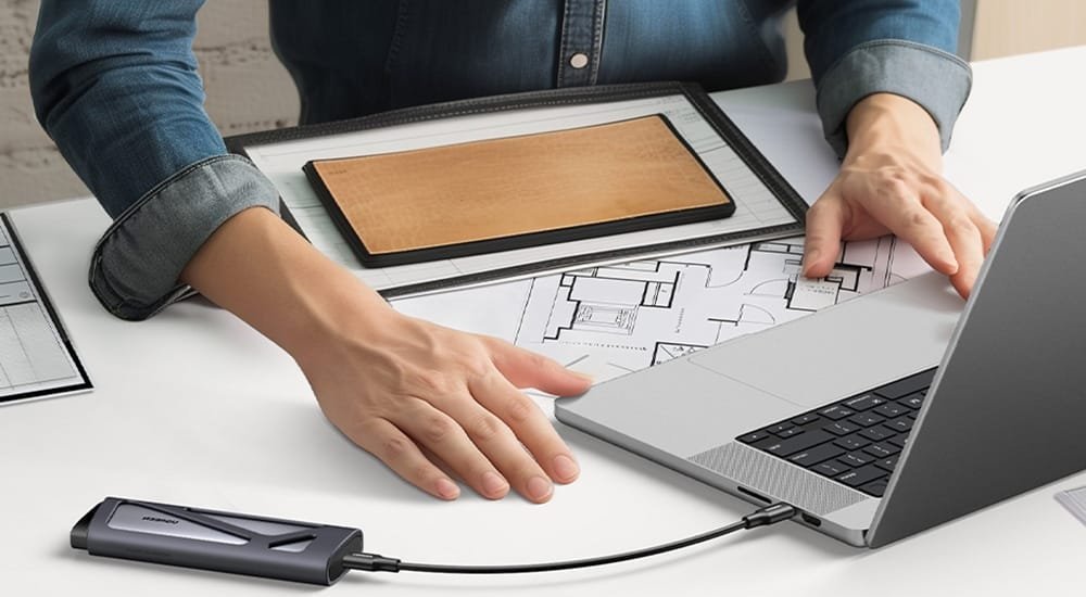 Kuti e jashtme UGREEN për SSD M.2 NVMe SATA, USB 3.2 Gen 2 10 Gbps, gri