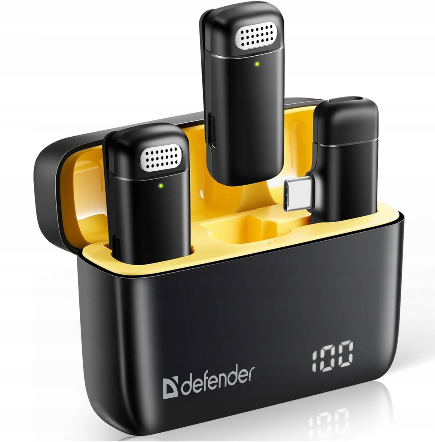 Set mikrofonësh lavalier Talky 139, sistem anulimi zhurme, marrës Type C, i zi