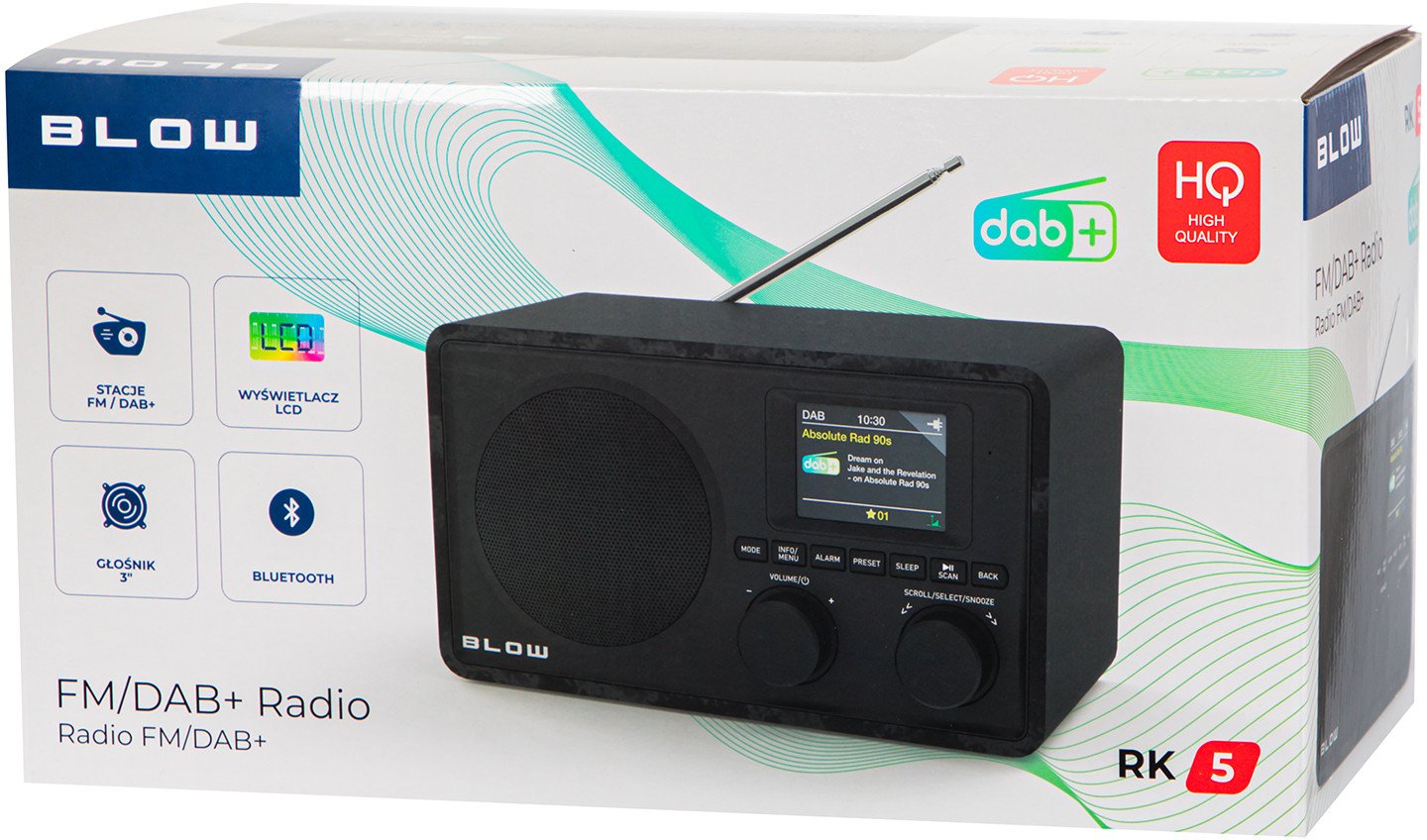 Radio digjitale Denver RK5, FM DAB+, Bluetooth, ekran 2.4", e zezë