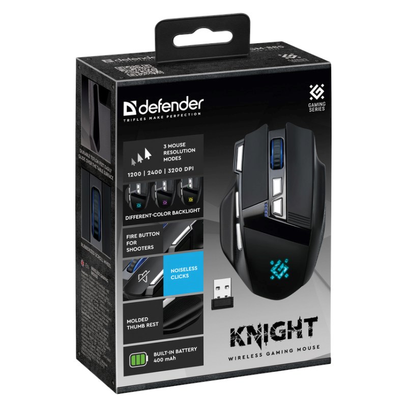 Maus gaming Defender KNIGHT GM-885, 3200 DPI, butona programues, me ndriçim