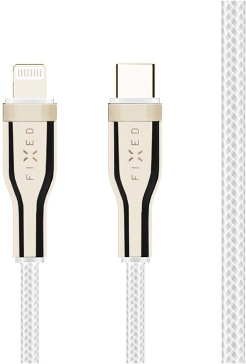 Kabllo FIXED, USB-C - Lightning, MFi, PD, 1.2m, e bardhë