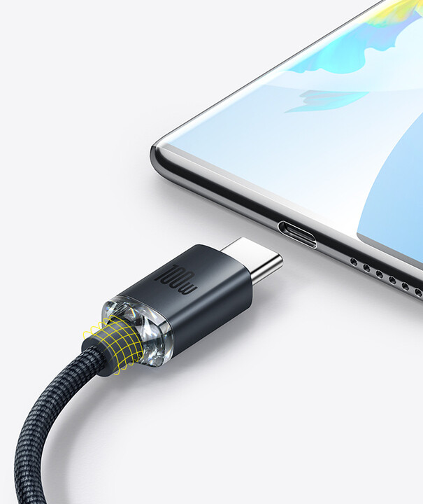 Kabllo karikimi / të dhënash Baseus Crystal Shine Series USB-A - USB-C, 100W, 1.2m, e zezë