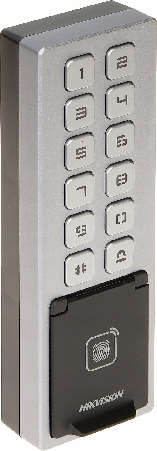 Kod kyç sigurie Hikvision DS-K1T805MBFWX, lexues shenje gishtash, IP65, gri metalike