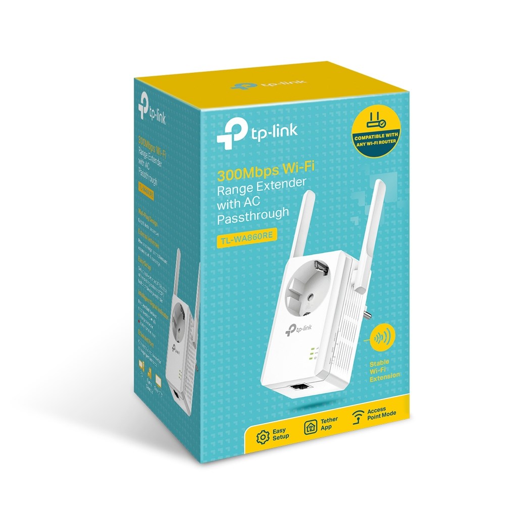 Amplifikator WiFi TP-LINK TL-WA860RE, N300 300Mbps, 2.4GHz, i bardhë