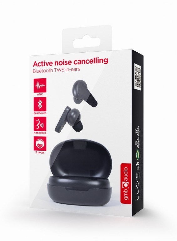 Kул слушалки Gembird Malmo TWS, Bluetooth, ANC, црни