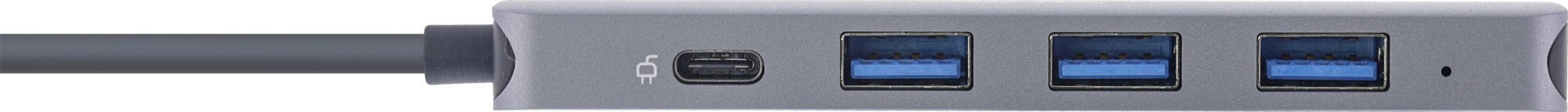HUB USB InLine USB 3.2 Тип-C мулти хаб, 4x USB-A 5Gb/s, PD 87W, сребрен
