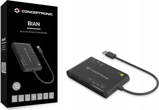 Lexues karte ID Conceptronic Smart ID All in One, USB, i zi