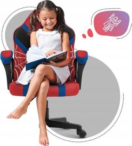 Karrige gaming për fëmijë Huzaro Ranger 1.0 Spider, deri 130 kg, motiv merimange, e zezë me të kuqe dhe blu