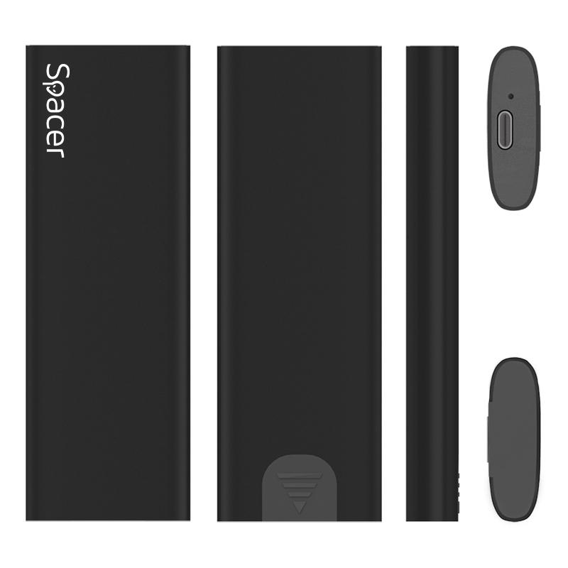Kuti e jashtme për SSD M.2 RACK SPRK M2TYPEC 04, PCIe NVMe, USB 3.2 Type C, e zezë
