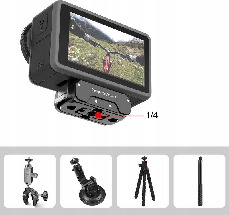 Adapter Puluz PU995B për GoPro 1/4" në DJI Osmo Action 3 4, i zi