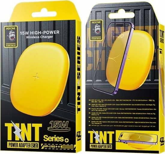 Karikues wireless Wekome WP-U16, Qi, 15W, i verdhë