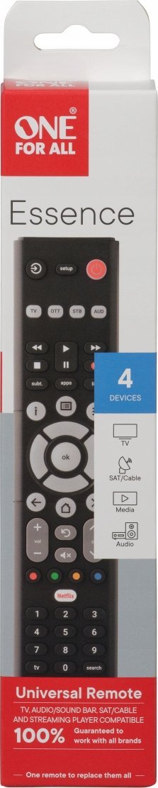 Telekomandë universale One For All URC1242, për TV dhe audio video, gri