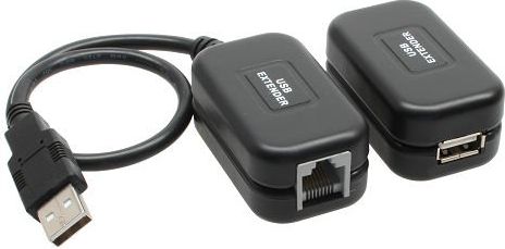 Adapter USB InLine 33600A, USB në RJ45, 60m, i zi