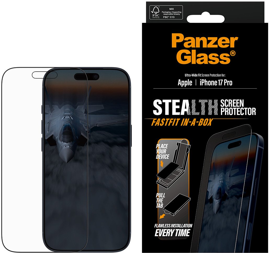Mbrojtës ekrani PanzerGlass Stealth për iPhone 17 Pro, Ultra Wide Fit, transparencë