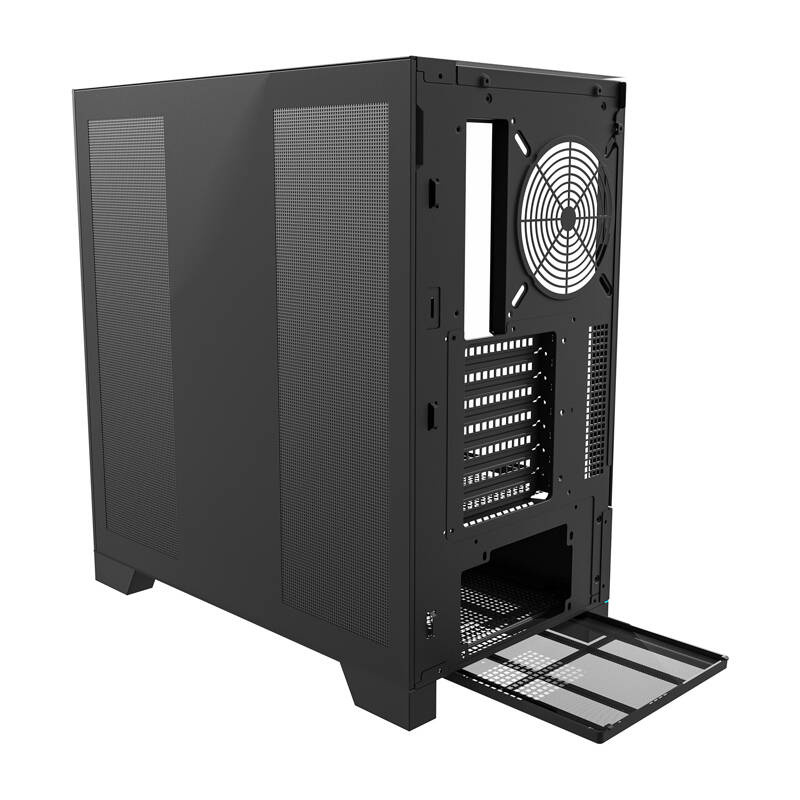 Kuti kompjuteri Darkflash DY450, xham i temperuar, pa ventilatorë, e zezë