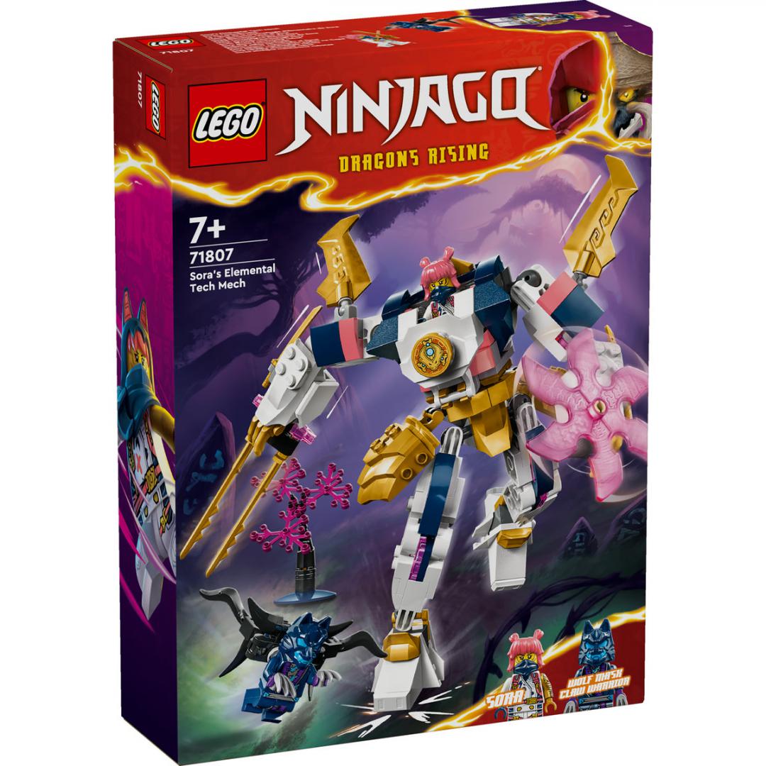 Set LEGO Ninjago Sora’s Elemental Tech Mech 71807, 209 pjesë, mbi 7 vjeç, shumëngjyrësh