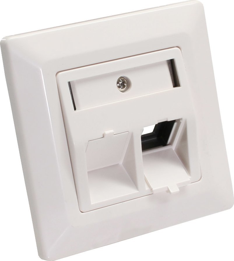 Prizë rrjeti InLine 76201R, RJ 45 x 2, me kapak, e bardhë