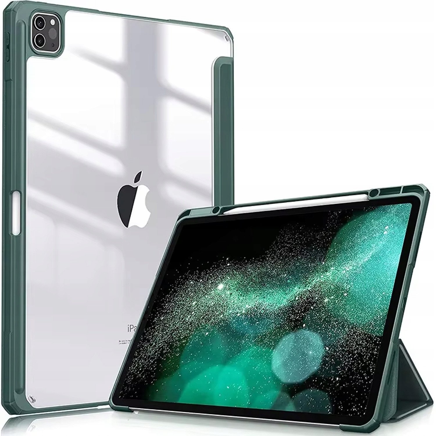 Këllëf Hard Crystal për tablet Apple iPad Pro 11 Gen 5 2024, funksion gjumë zgjim, i gjelbër