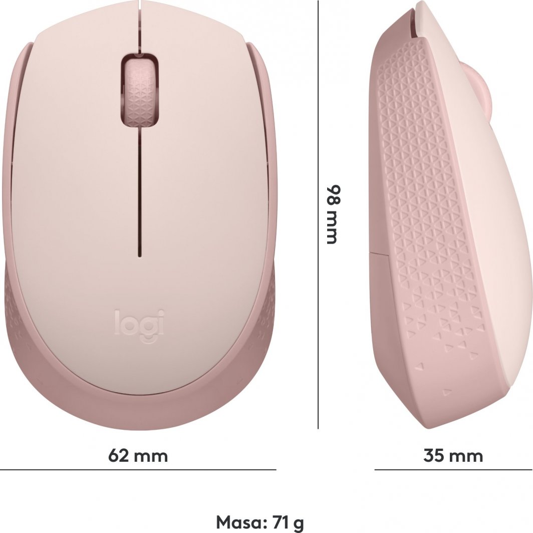 Maus Logitech M171, wireless, USB, rozë
