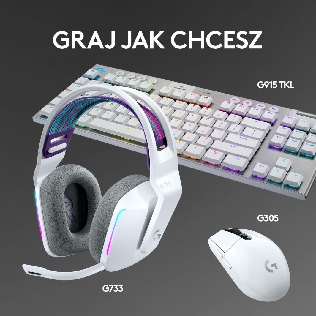 Kufje Logitech G733 Lightspeed (981-000883), të bardha/vjollcë