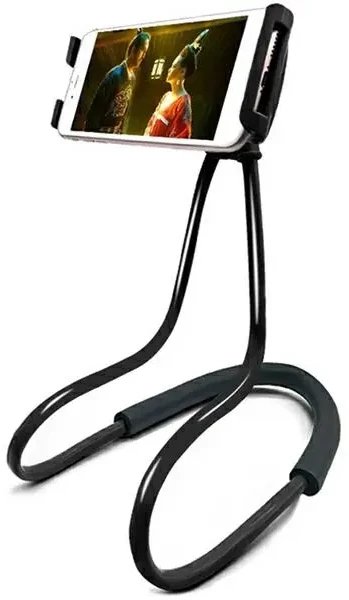 Mbajtëse qafe për telefon Lazy, deri 7", fleksibël, e zezë
