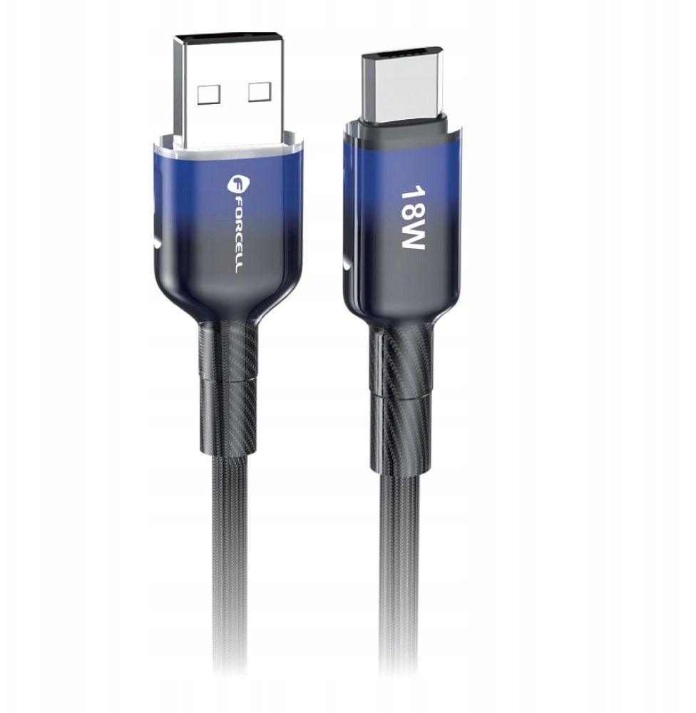 Kabllo USB Forcell F-ENERGY C351, USB A në Micro USB, QC 3.0 18W, 1 m, e zezë