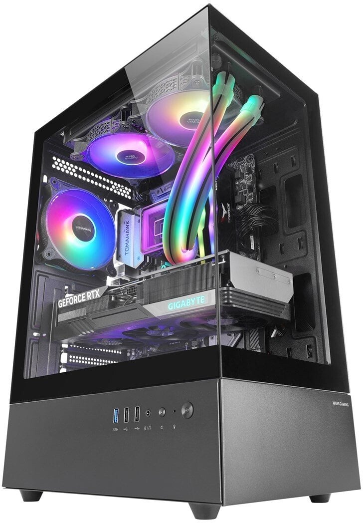 Kuti gaming Mars Gaming MC XO, mid tower ATX, xham i temperuar FRGB, e zezë